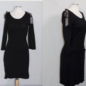 Energie Black Shoulder Fringe Dress